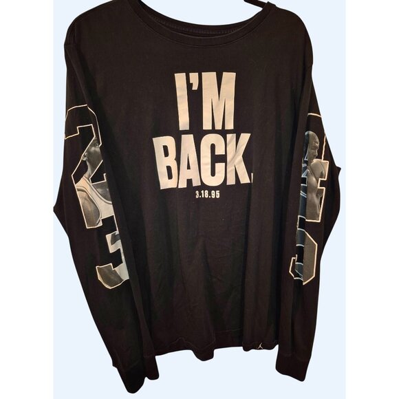 Michael Jordan "Im Back" Long Sleeve Shirt XL Black Retro Graphic Tee 3.18.95 Sp - Picture 1 of 7